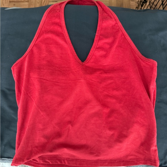 Heart Hips Tops - Heart Hips Red Suede Halter Top